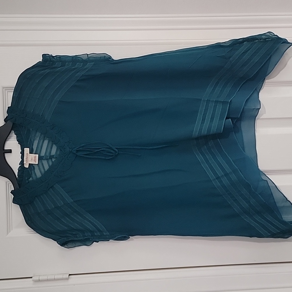 SUNDANCE: Silk Teal Blouse